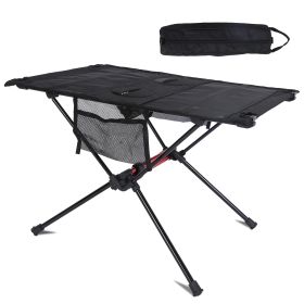 Portable Folding Camping Table Foldable Beach Table Aluminum Alloy Frame with 2 Cup Holders 2 Side Pockets Carry Bag for Picnic Camping Hiking Be